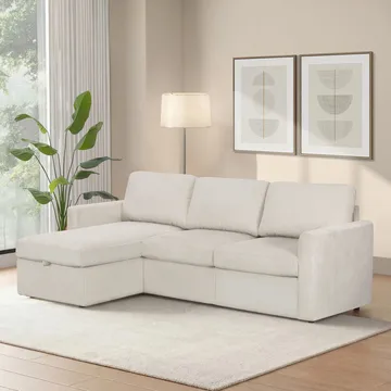 Hjørnesofa Loft24 Nordhus Krem Kordfløyel - Kremfarget - Møbler - Sofaer - Hjørnesofaer - Hjørnesofa med divan