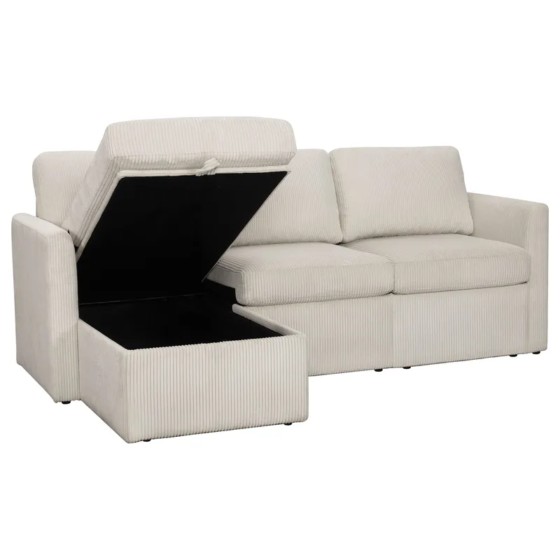 Hjørnesofa Loft24 Nordhus Krem Kordfløyel - Kremfarget - Møbler - Sofaer - Hjørnesofaer - Hjørnesofa med divan