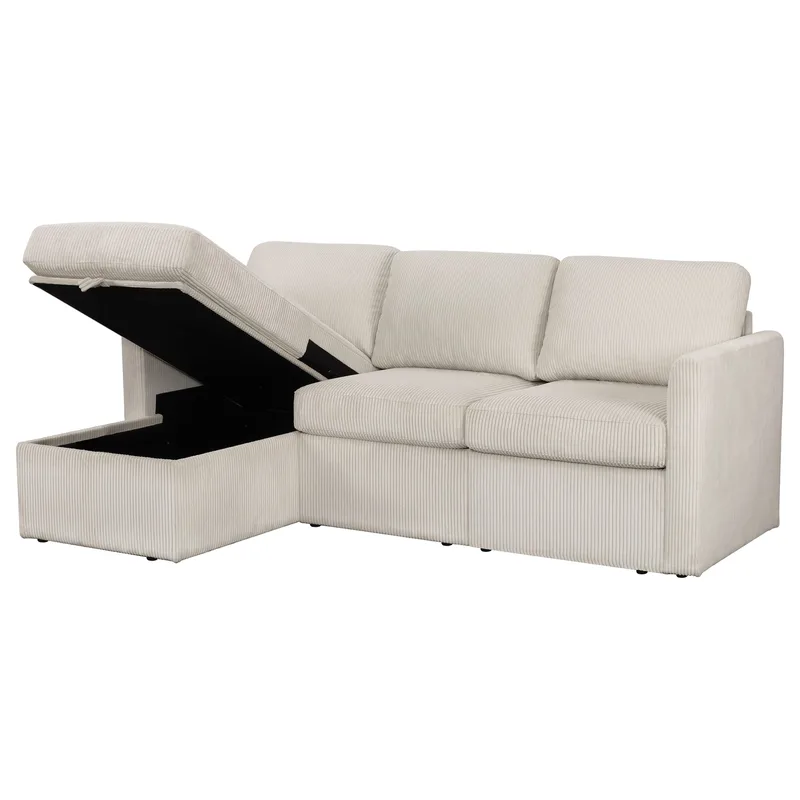 Hjørnesofa Loft24 Nordhus Krem Kordfløyel - Kremfarget - Møbler - Sofaer - Hjørnesofaer - Hjørnesofa med divan