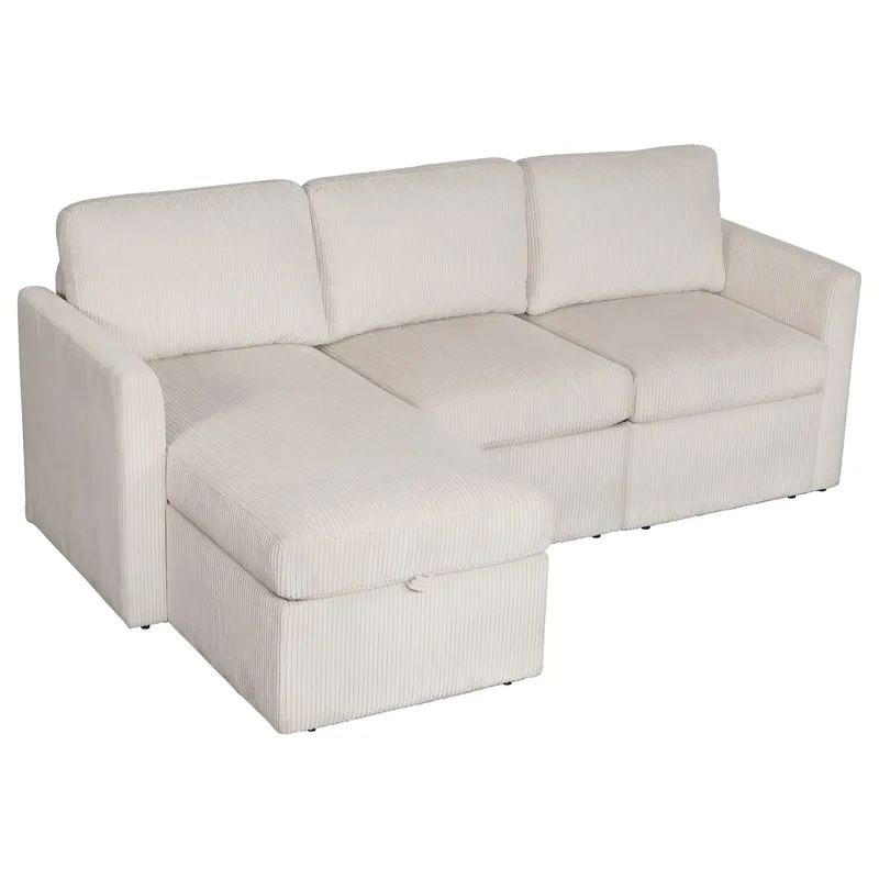 Hjørnesofa Loft24 Nordhus Krem Kordfløyel - Kremfarget - Møbler - Sofaer - Hjørnesofaer - Hjørnesofa med divan