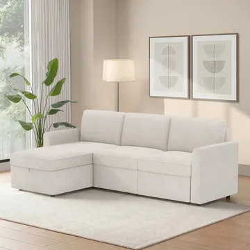 Hjørnesofa Loft24 Nordhus Krem Løkkestoff - Kremfarget - Møbler - Sofaer - Hjørnesofaer - Hjørnesofa med divan