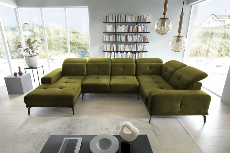 Hjørnesofa m. Divan Hagami - Olivengrønn - Møbler - Sofaer - Hjørnesofaer - Hjørnesofa med divan