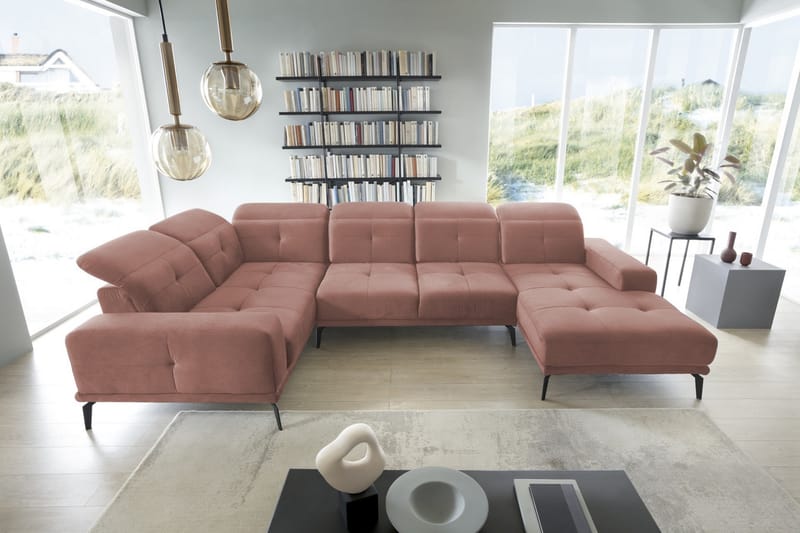 Hjørnesofa m. Divan Hagami - Rosa - Hjørnesofa med divan - Hjørnesofaer