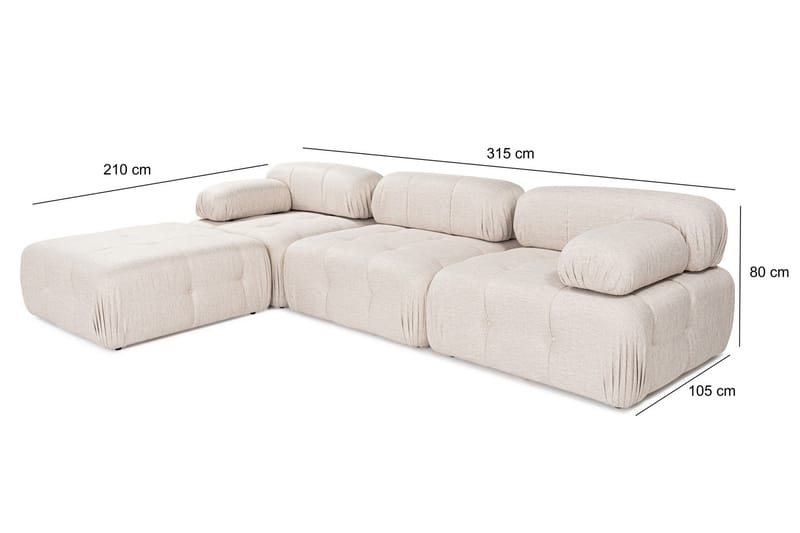 Hjørnesofa Mahito 3-sits - Lyse brun - Hjørnesofaer