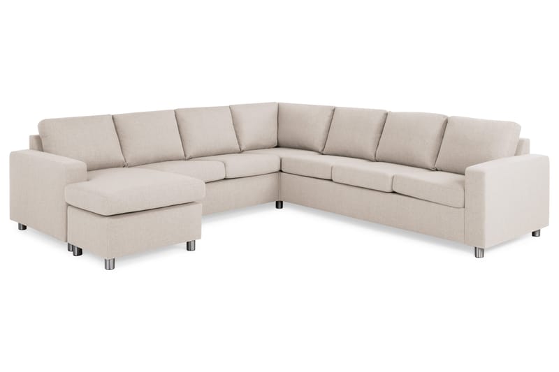 Crazy 6-seters Venstrevendt U-formet Large Hjørnesofa med Divan i Stoff - Beige - Møbler - Sofaer - Hjørnesofaer