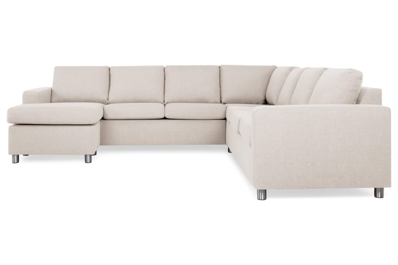 Crazy 6-seters Venstrevendt U-formet Large Hjørnesofa med Divan i Stoff - Beige - Møbler - Sofaer - Hjørnesofaer