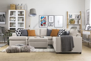 Crazy 6-seters Venstrevendt U-formet Large Hjørnesofa med Divan i Stoff - Beige - Møbler - Sofaer - Hjørnesofaer