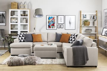 Crazy 6-seters Venstrevendt U-formet Large Hjørnesofa med Divan i Stoff - Beige - Møbler - Sofaer - Hjørnesofaer