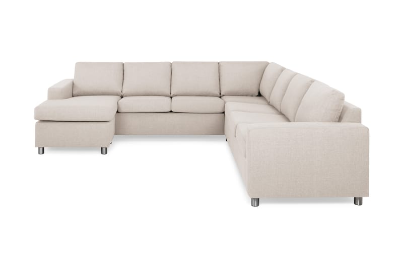 Crazy 6-seters Venstrevendt U-formet Large Hjørnesofa med Divan i Stoff - Beige - Møbler - Sofaer - Hjørnesofaer