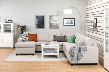Crazy 6-seters Venstrevendt U-formet Large Hjørnesofa med Divan i Stoff - Beige - Møbler - Sofaer - Hjørnesofaer
