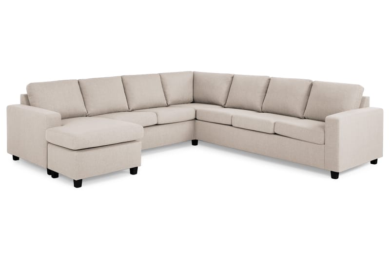 Crazy 6-seters Venstrevendt U-formet Large Hjørnesofa med Divan i Stoff - Beige - Møbler - Sofaer - Hjørnesofaer - Hjørnesofa med divan