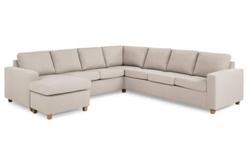 Crazy 6-seters Venstrevendt U-formet Large Hjørnesofa med Divan i Stoff - Beige - Møbler - Sofaer - Hjørnesofaer