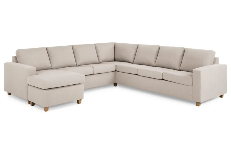 Crazy 6-seters Venstrevendt U-formet Large Hjørnesofa med Divan i Stoff - Beige - Møbler - Sofaer - Hjørnesofaer