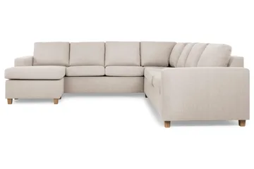 Crazy 6-seters Venstrevendt U-formet Large Hjørnesofa med Divan i Stoff - Beige - Møbler - Sofaer - Hjørnesofaer - Hjørnesofa med divan