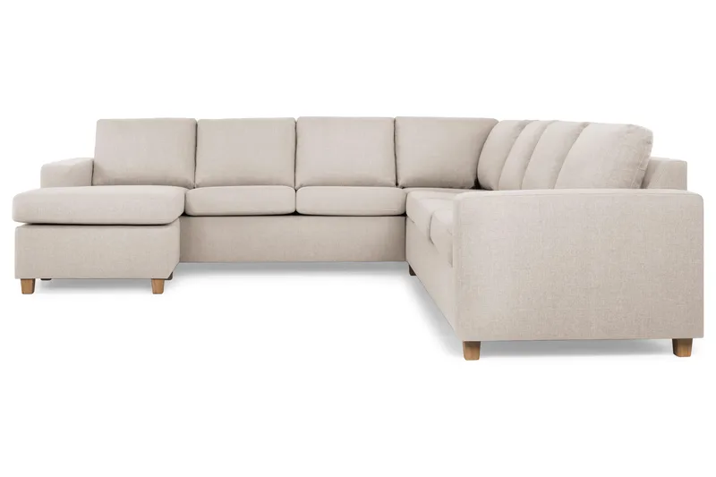 Crazy 6-seters Venstrevendt U-formet Large Hjørnesofa med Divan i Stoff - Beige - Møbler - Sofaer - Hjørnesofaer - Hjørnesofa med divan