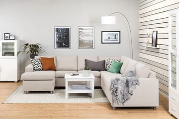 Crazy 6-seters Venstrevendt U-formet Large Hjørnesofa med Divan i Stoff - Beige - Møbler - Sofaer - Hjørnesofaer