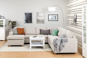 Crazy 6-seters Venstrevendt U-formet Large Hjørnesofa med Divan i Stoff - Beige - Møbler - Sofaer - Hjørnesofaer - Hjørnesofa med divan