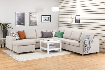 Crazy 6-seters Venstrevendt U-formet Large Hjørnesofa med Divan i Stoff - Beige - Møbler - Sofaer - Hjørnesofaer