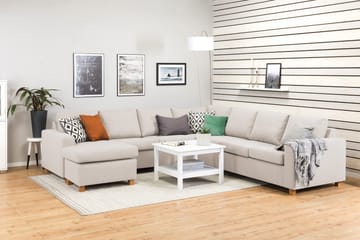 Crazy 6-seters Venstrevendt U-formet Large Hjørnesofa med Divan i Stoff - Beige - Møbler - Sofaer - Hjørnesofaer