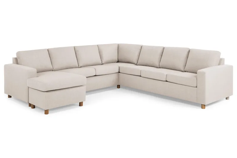 Crazy 6-seters Venstrevendt U-formet Large Hjørnesofa med Divan i Stoff - Beige - Møbler - Sofaer - Hjørnesofaer - Hjørnesofa med divan