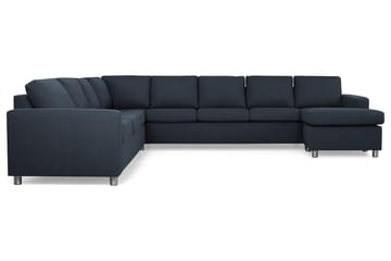 Crazy 7-seters Høyrevendt U-formet XX-Large Hjørnesofa med Divan i Stoff - Blå - Møbler - Sofaer - Hjørnesofaer - Hjørnesofa med divan