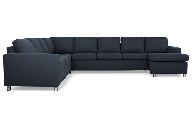 Crazy 7-seters Høyrevendt U-formet XX-Large Hjørnesofa med Divan i Stoff - Blå - Møbler - Sofaer - Hjørnesofaer - Hjørnesofa med divan