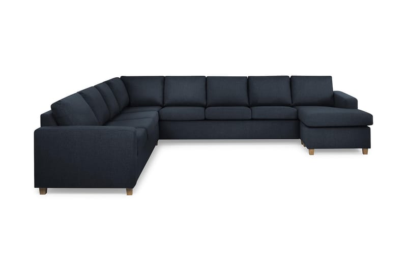 Crazy 7-seters Høyrevendt U-formet XX-Large Hjørnesofa med Divan i Stoff - Blå - Møbler - Sofaer - Hjørnesofaer - Hjørnesofa med divan