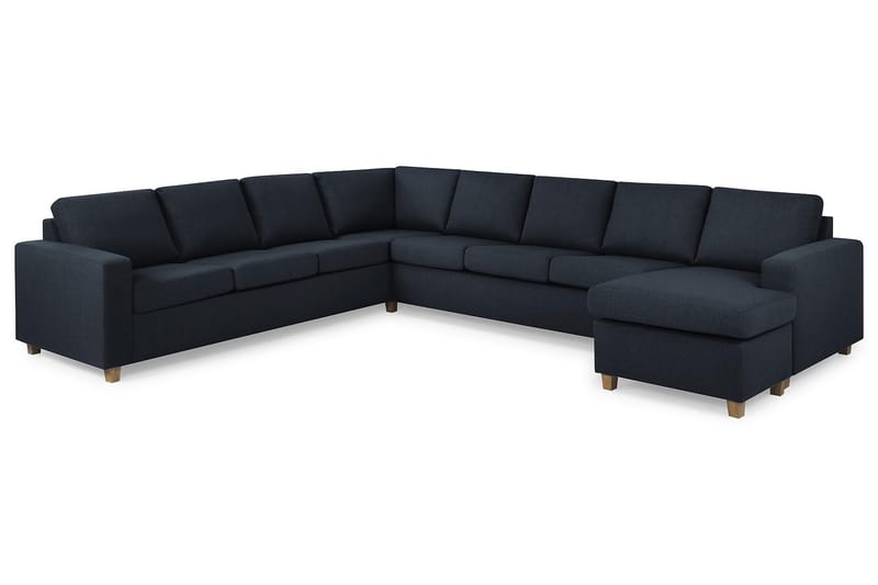 Crazy 7-seters Høyrevendt U-formet XX-Large Hjørnesofa med Divan i Stoff - Blå - Møbler - Sofaer - Hjørnesofaer - Hjørnesofa med divan