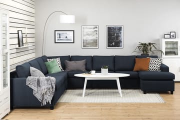 Crazy 7-seters Høyrevendt U-formet XX-Large Hjørnesofa med Divan i Stoff - Blå - Møbler - Sofaer - Hjørnesofaer - Hjørnesofa med divan