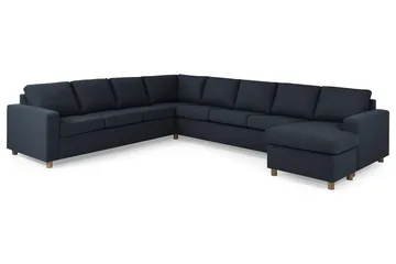 Crazy 7-seters Høyrevendt U-formet XX-Large Hjørnesofa med Divan i Stoff - Blå - Møbler - Sofaer - Hjørnesofaer - Hjørnesofa med divan