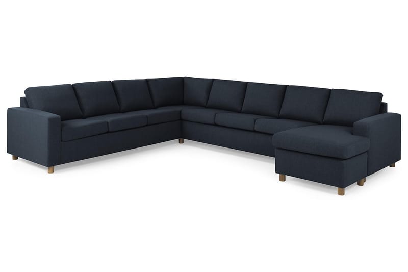 Crazy 7-seters Høyrevendt U-formet XX-Large Hjørnesofa med Divan i Stoff - Blå - Møbler - Sofaer - Hjørnesofaer - Hjørnesofa med divan