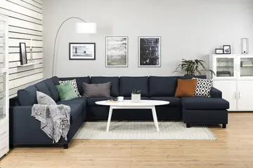 Crazy 7-seters Høyrevendt U-formet XX-Large Hjørnesofa med Divan i Stoff - Blå - Møbler - Sofaer - Hjørnesofaer - Hjørnesofa med divan