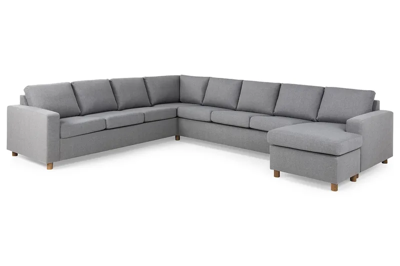 Crazy 7-seters Høyrevendt U-formet XX-Large Hjørnesofa med Divan i Stoff - Grå - Møbler - Sofaer - Hjørnesofaer - Hjørnesofa med divan