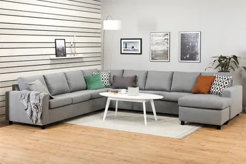 Crazy 7-seters Høyrevendt U-formet XX-Large Hjørnesofa med Divan i Stoff - Grå - Møbler - Sofaer - Hjørnesofaer - Hjørnesofa med divan