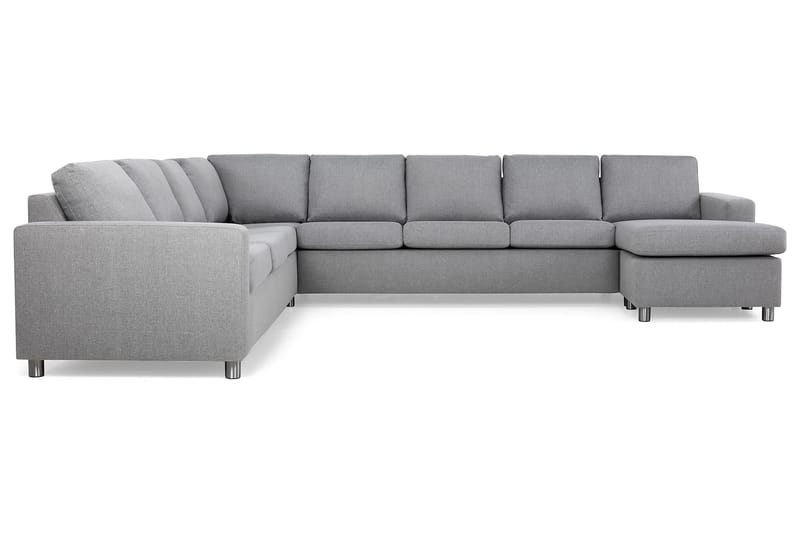 Crazy 7-seters Høyrevendt U-formet XX-Large Hjørnesofa med Divan i Stoff - Grå - Møbler - Sofaer - Hjørnesofaer - Hjørnesofa med divan