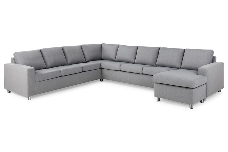 Crazy 7-seters Høyrevendt U-formet XX-Large Hjørnesofa med Divan i Stoff - Grå - Møbler - Sofaer - Hjørnesofaer - Hjørnesofa med divan