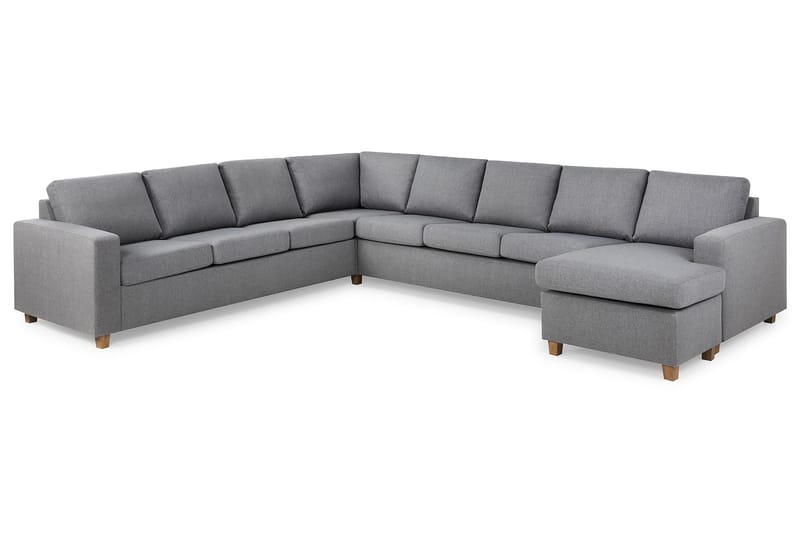 Crazy 7-seters Høyrevendt U-formet XX-Large Hjørnesofa med Divan i Stoff - Grå - Møbler - Sofaer - Hjørnesofaer - Hjørnesofa med divan
