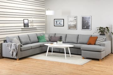 Crazy 7-seters Høyrevendt U-formet XX-Large Hjørnesofa med Divan i Stoff - Grå - Møbler - Sofaer - Hjørnesofaer - Hjørnesofa med divan
