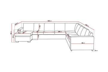Crazy 7-seters Høyrevendt U-formet XX-Large Hjørnesofa med Divan i Stoff - Grå - Møbler - Sofaer - Hjørnesofaer - Hjørnesofa med divan