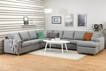 Crazy 7-seters Høyrevendt U-formet XX-Large Hjørnesofa med Divan i Stoff - Grå - Møbler - Sofaer - Hjørnesofaer - Hjørnesofa med divan