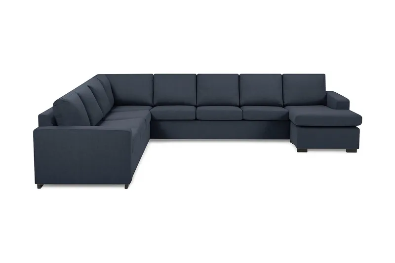 Crazy 7-seters Høyrevendt U-formet XX-Large Hjørnesofa med Divan i Stoff, Mørkeblå