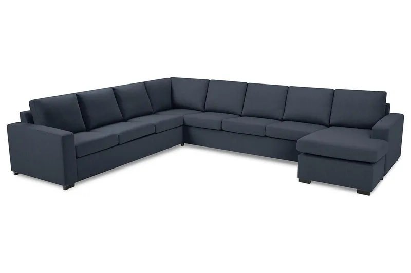 Crazy 7-seters Høyrevendt U-formet XX-Large Hjørnesofa med Divan i Stoff - Mørkeblå - Møbler - Sofaer - Hjørnesofaer - Hjørnesofa med divan