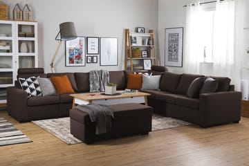 Crazy 7-seters Vendbar L-formet XX-Large Hjørnesofa i Stoff - Brun - Møbler - Sofaer - Hjørnesofaer