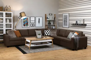 Crazy 7-seters Vendbar L-formet XX-Large Hjørnesofa i Stoff - Brun - Møbler - Sofaer - Hjørnesofaer