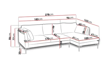 Ocean Divansofa 278x162x86 cm - Mørkegrå - Møbler - Sofaer - Sovesofaer - Sovesofa divan