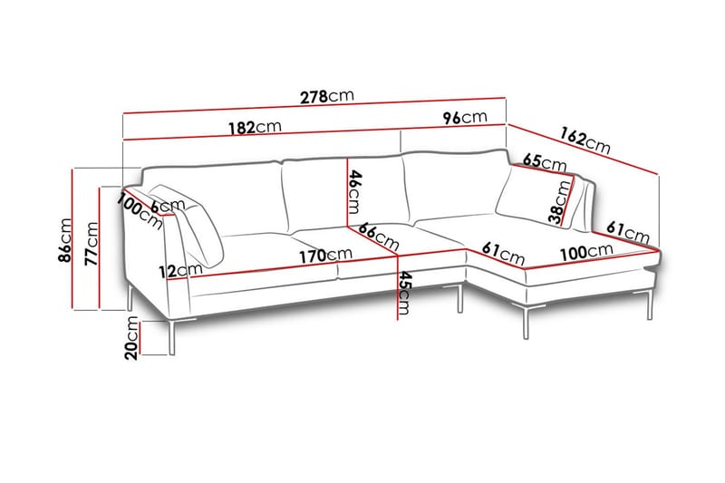 Ocean Divansofa 278x162x86 cm - Mørkegrå - Møbler - Sofaer - Sovesofaer - Sovesofa divan