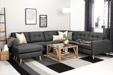 Hjørnesofa Miller med Divan Vendbar Vaskbart Stoff - Mørkgrå - Møbler - Sofaer - Hjørnesofaer - Hjørnesofa med divan