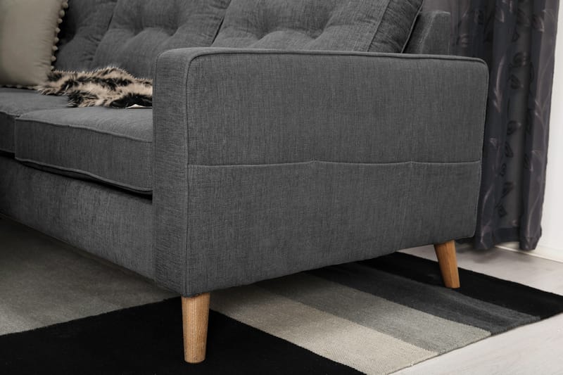 Hjørnesofa Miller med Divan Vendbar Vaskbart Stoff - Mørkgrå - Møbler - Sofaer - Hjørnesofaer - Hjørnesofa med divan