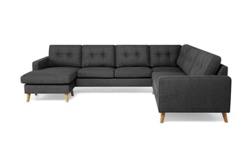 Hjørnesofa Miller med Divan Vendbar Vaskbart Stoff - Mørkgrå - Møbler - Sofaer - Hjørnesofaer - Hjørnesofa med divan