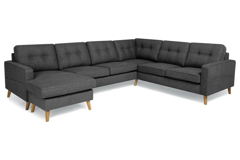 Hjørnesofa Miller med Divan Vendbar Vaskbart Stoff - Mørkgrå - Møbler - Sofaer - Hjørnesofaer - Hjørnesofa med divan